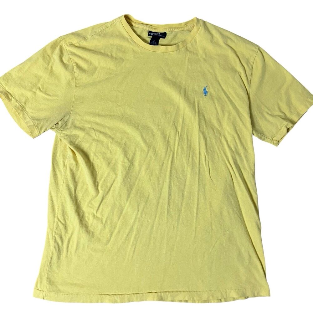 Vintage Polo Ralph Lauren Shirt‎ Mens Large Yellow Crew Neck Pony Casual 90s